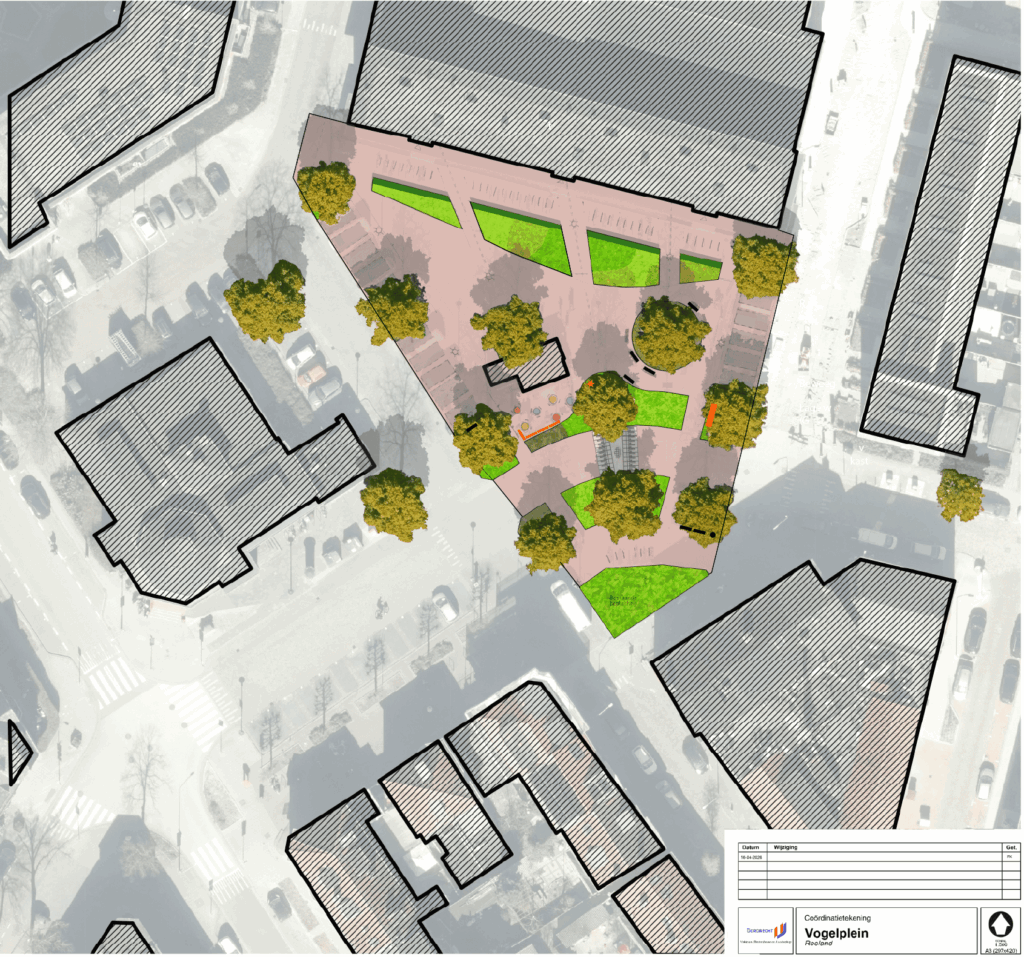 Coördinatietekening Vogelplein onder voorbehoud